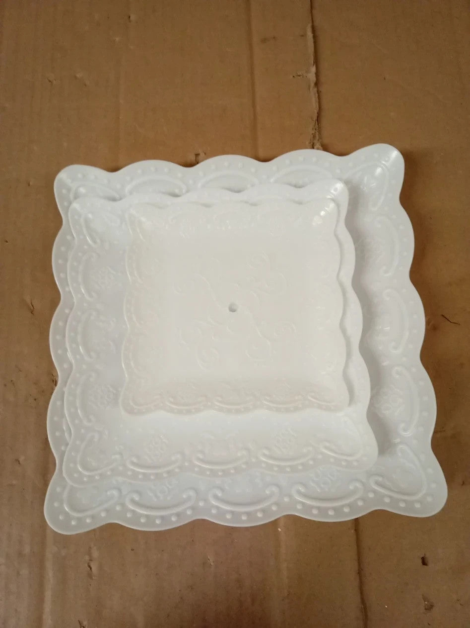 3 Tiers Cake Display Stand White Afternoon Tea Stands Plastic Square Cup Fruit