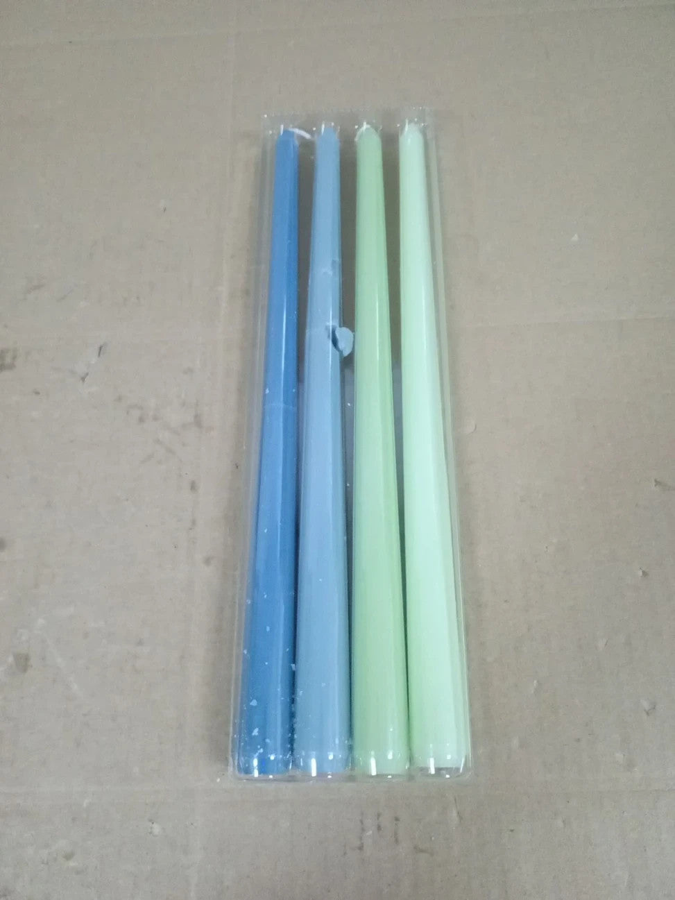 4 Pack Green Taper Candles 12" Longer Sticks Smokeles Dripless Unscented 9 hours