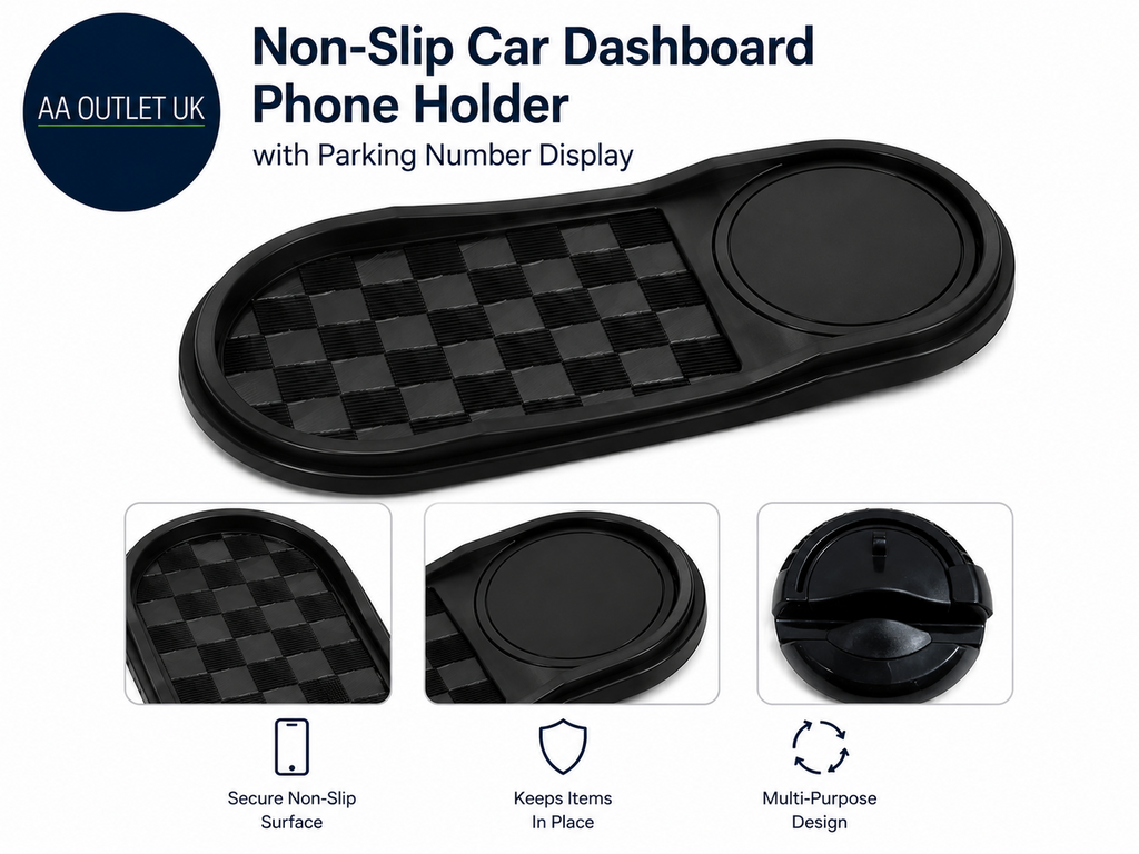 Phone Holder Large Non Slip Mat Car Parking Number Organizer Tray Dark Grey