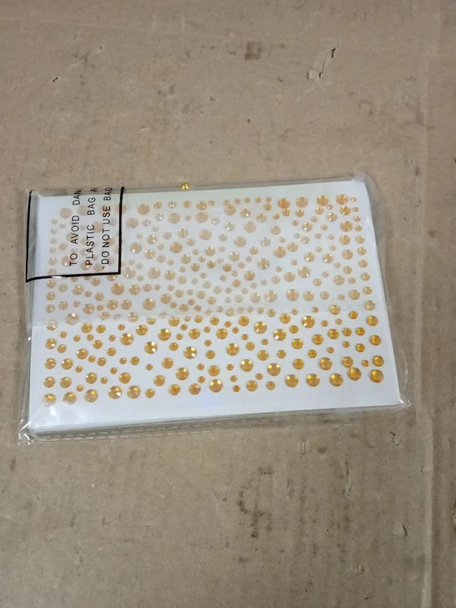 Cuixia Gem Stickers 4 Size 3 To 6mm Gold Rhinestone Adhesive Rhinestones New