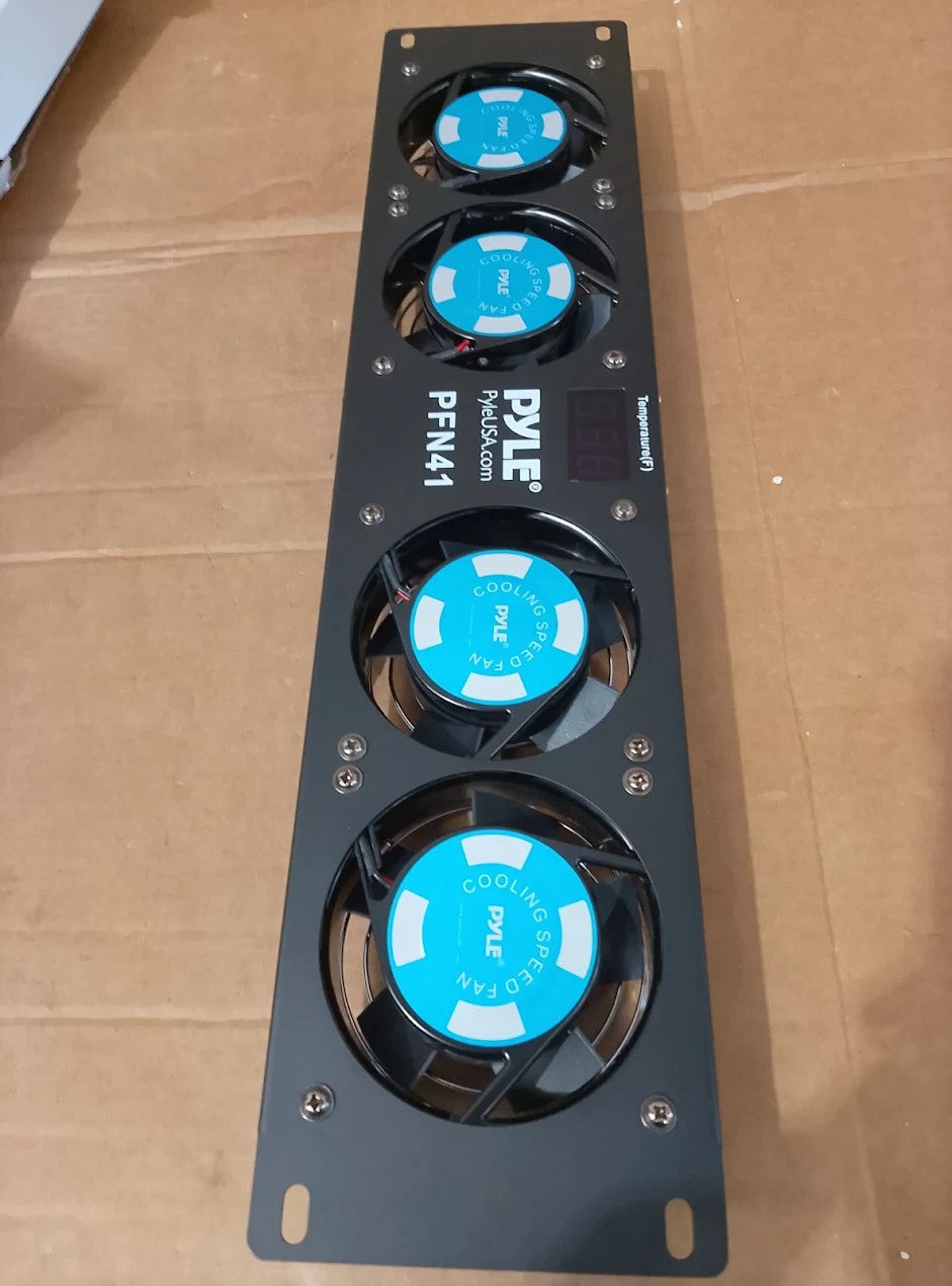 Pyle Rack Cooling Fans 19in 4 Pack 80mm Server Cabinet Digital Temperature 110V