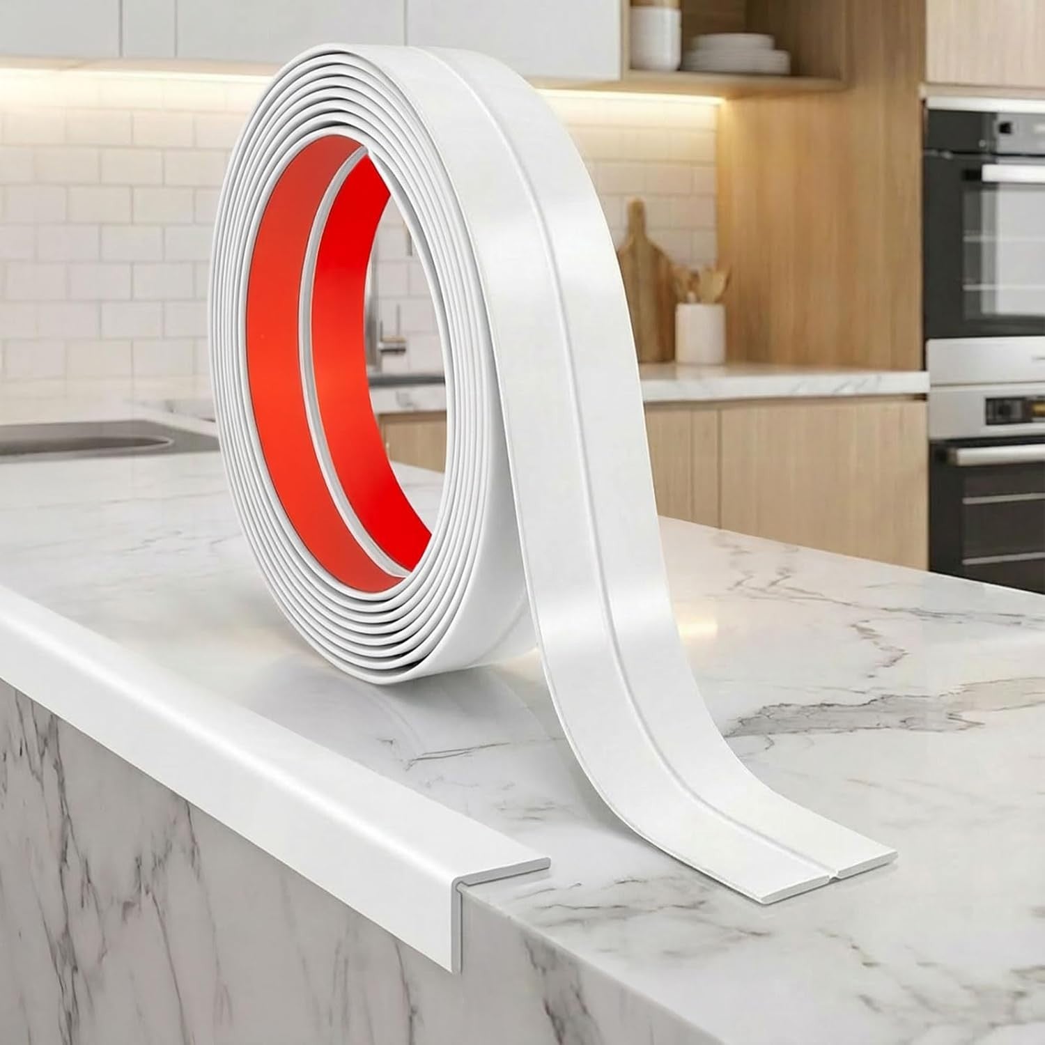 JSIWOTH 3.1M PVC Corner Trim Self Adhesive Wall Protector White 16mm Design New