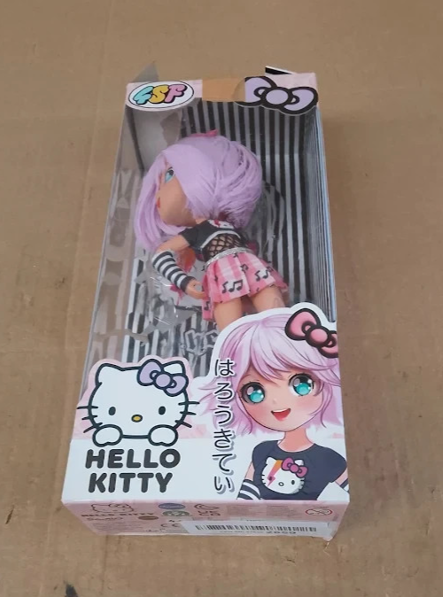 Hello Kitty Manga Doll Teddy Rock 19.5cm Fashion Figure Purple Hair Design