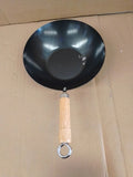 Home 27cm Non Stick Carbon Steel Wok Rubberwood Handle Gas Electric Halogen