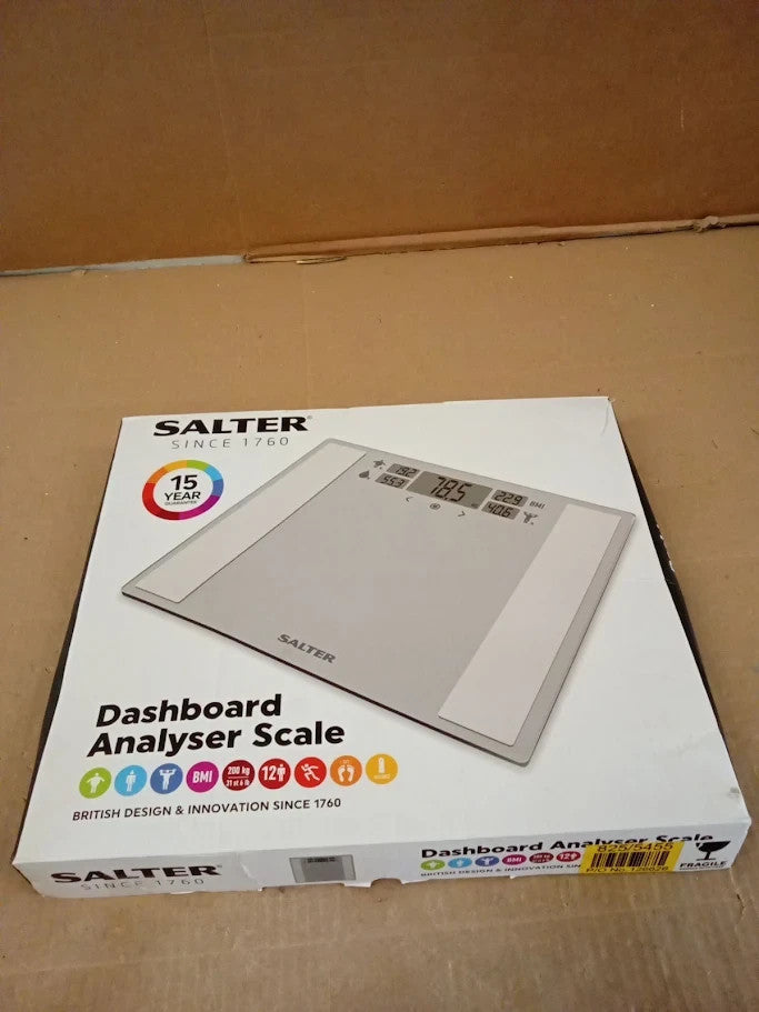 Salter Dashboard Wide Body Analyser Bathroom Scales LCD Display Silver