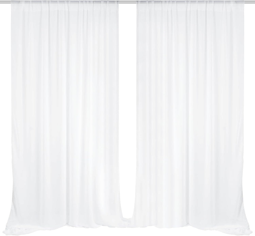 EMART White Backdrop Curtains 3x3m Tulle Chiffon Fabric 1.5x3m 2 Panels Drape
