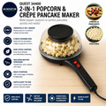Quest 34400 2in1 Popcorn & French Crepe Pancake Maker Non Stick 8in Electric Pan