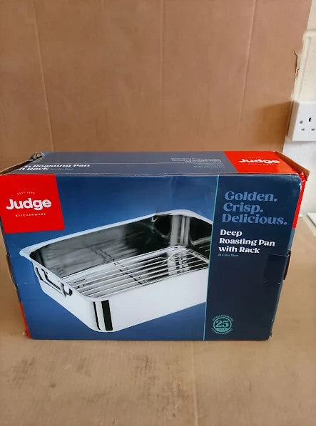Judge Extra Large Stainless Steel Roasting Pan Rack Oven Safe 36x26x10cm New