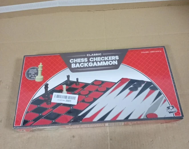 Goliath Classic Chess Checkers Backgammon Triple Pack Board Game 3 in 1 New
