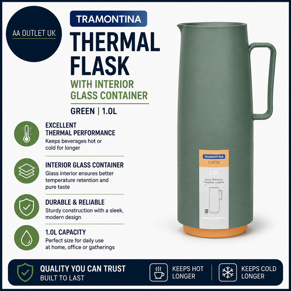 Tramontina Thermal Flask Interior Glass Container Green 1.0L