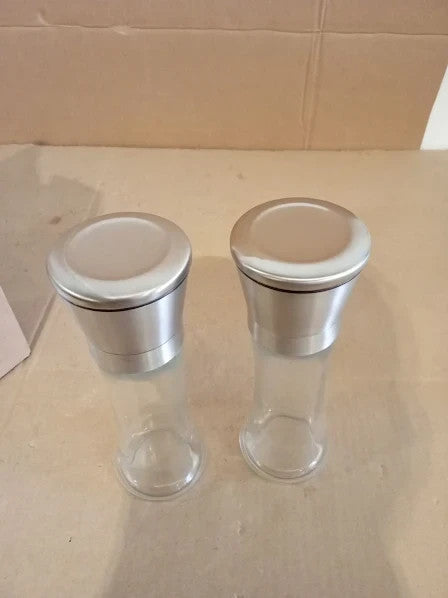 2pcs Grinder Set Salt Pepper Refillable Adjustable Manual 9.5x20cm New