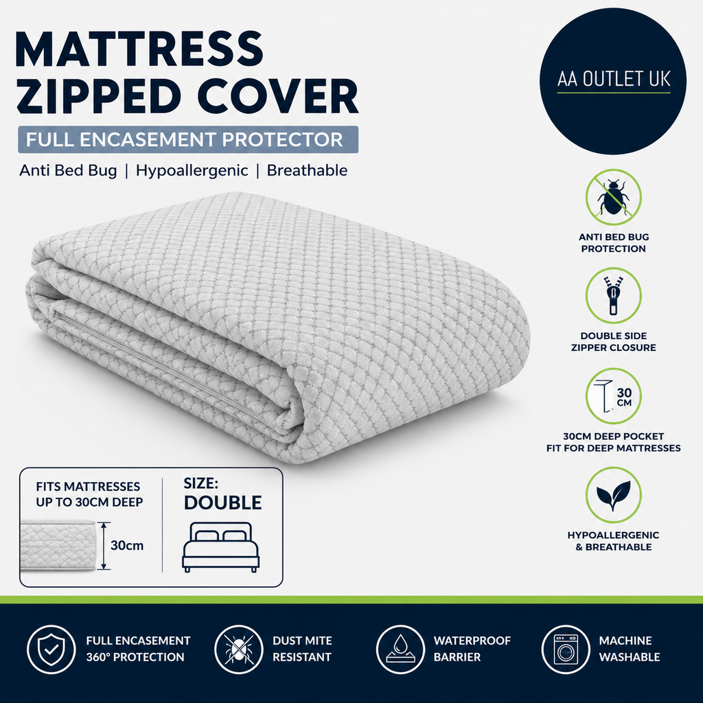 Mattress Zipped Cover Full Encasement Anti Bed Bug Zip Protector Super King