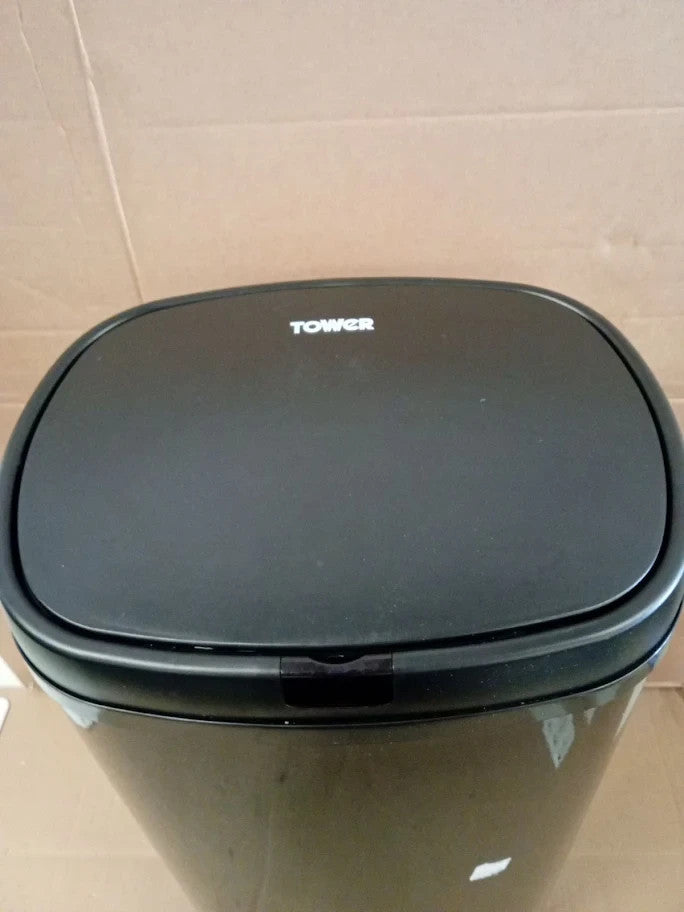 Tower Sensor Sensor Bin 42Litre Made From Steel Black 62x34x25cm