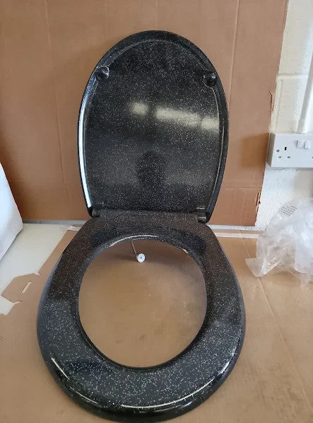 Argos Home Black Glitter Slow Close Toilet Seat Length Amid Hinges 85-178mm New