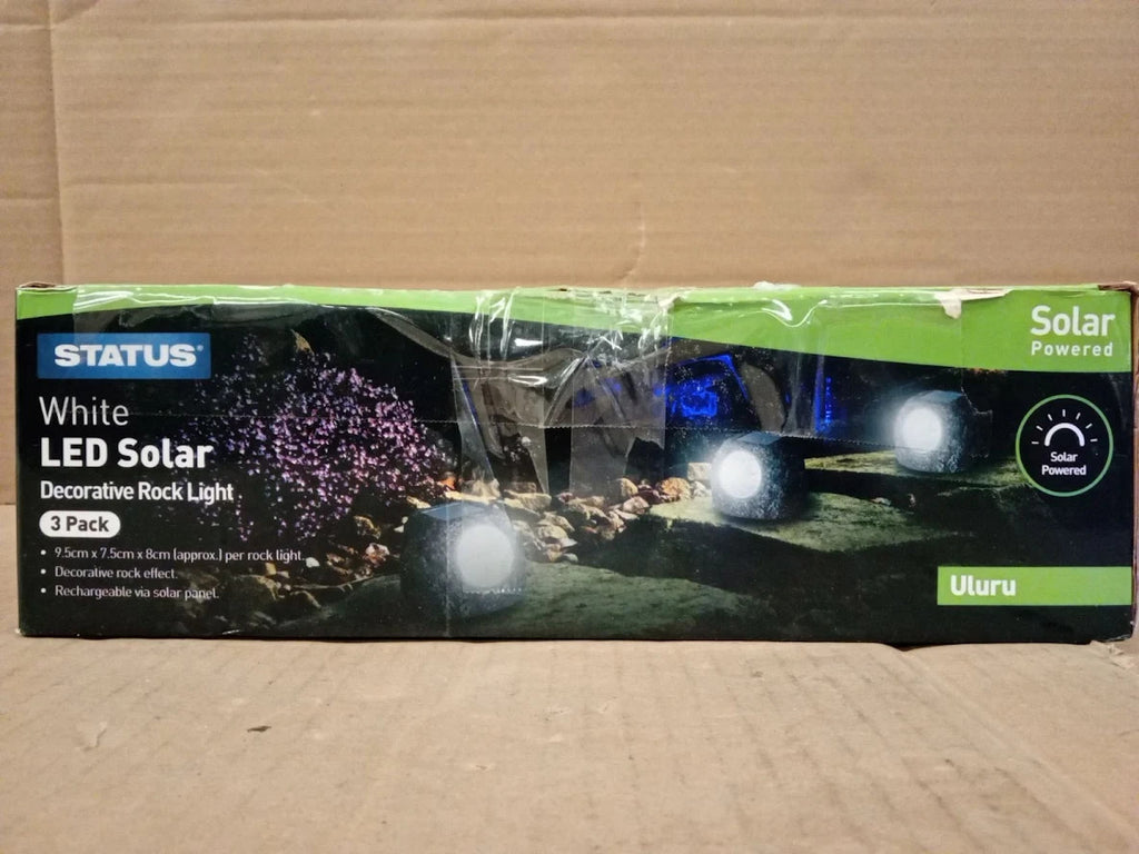 Status Uluru Outdoor Garden Solar Light 3 Pack LED Rock Design Rechargeable