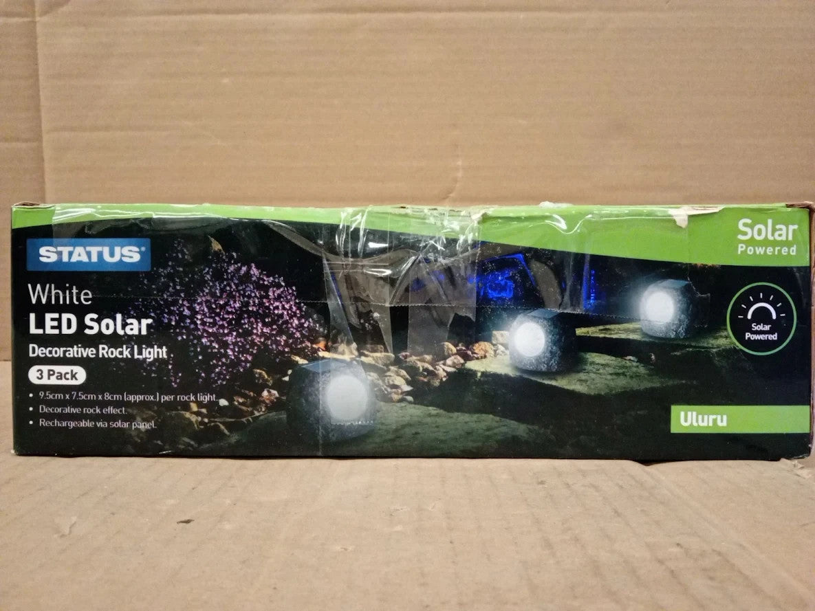 Status Uluru Outdoor Garden Solar Light 3 Pack LED Rock Design Rechargeable