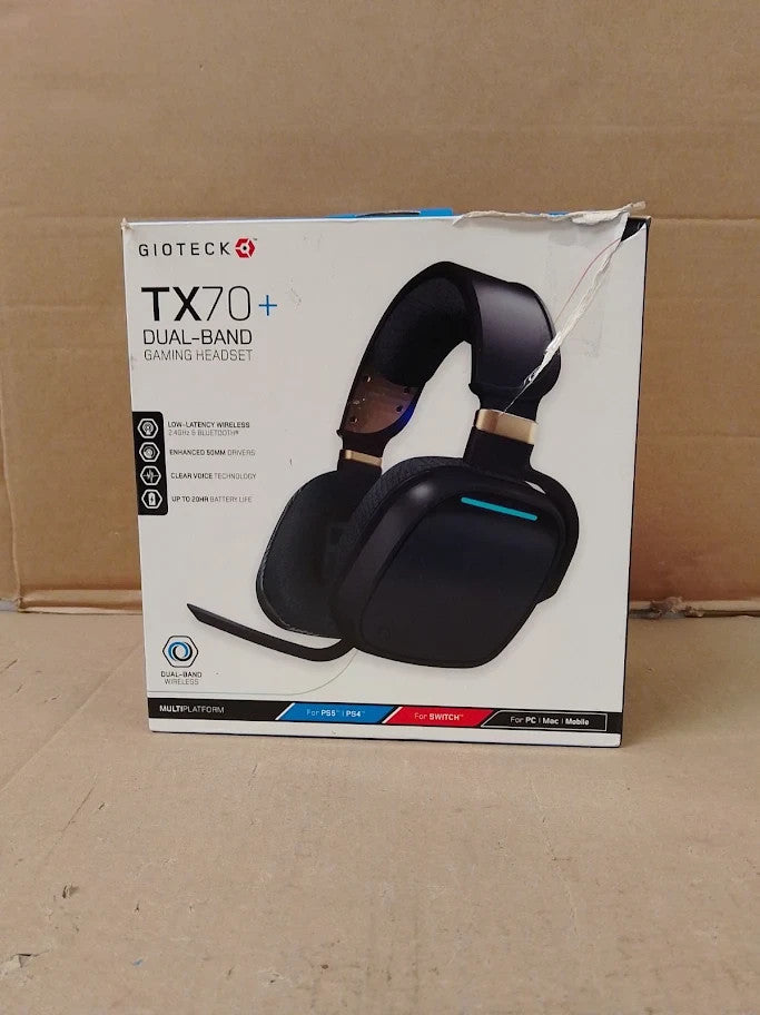 Gioteck TX70+ Wireless Gaming Headset PS5 PS4 Switch PC Bluetooth Blue New