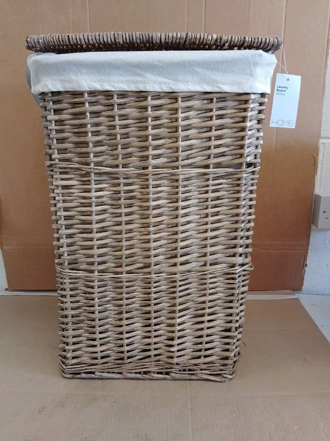 Argos Home Grey Willow Laundry Basket Wicker Clothes Hamper with Liner New