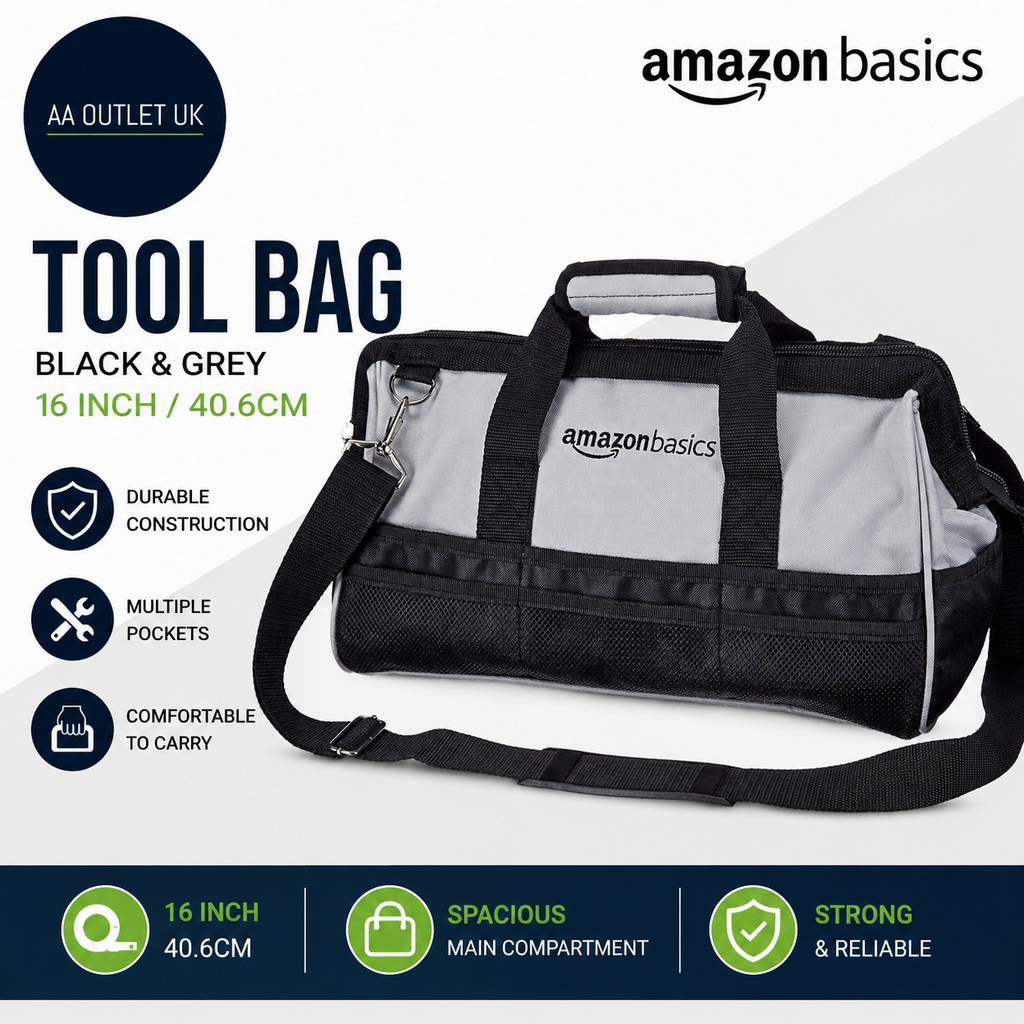 Amazon Basics Durable Wear Resistant Tool Storage Bag Adjustable Shoulder Strap