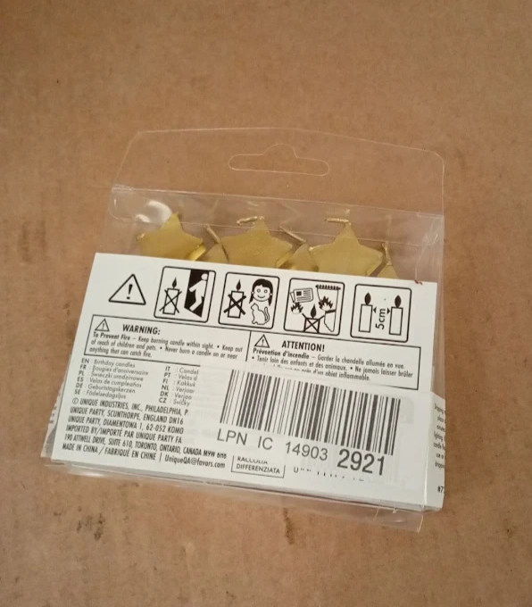 Sparkling Gold Star Birthday Candles 6 Pieces Party Cake Decorations Design New