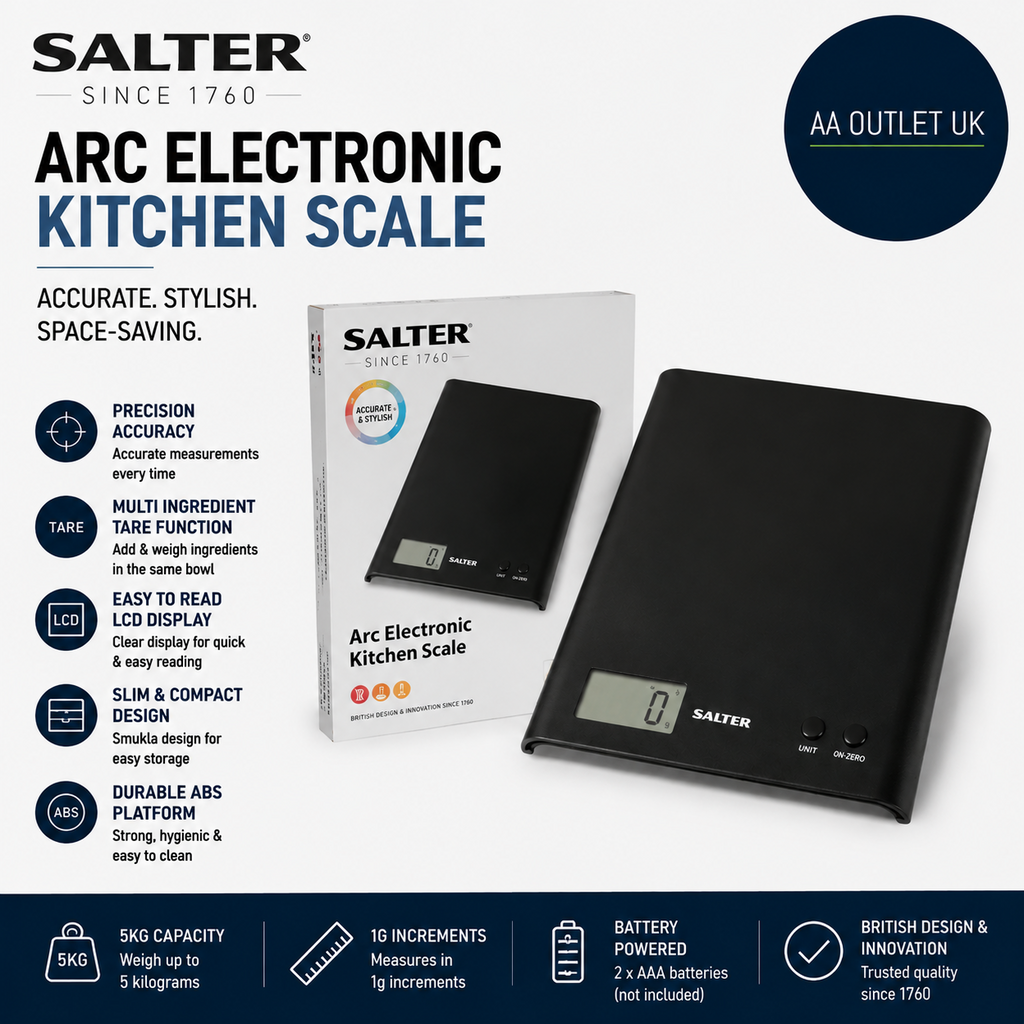 Salter 1066 BKDR15 Arc Electronic Kitchen Scale With Abs Platform Precision Lcd