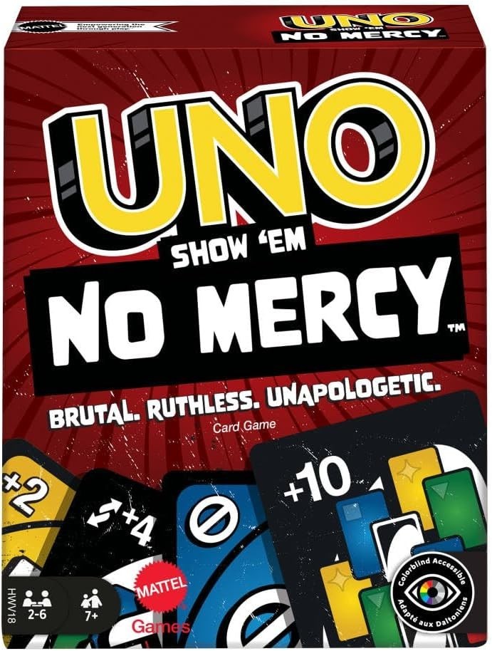 Mattel Games Uno Show No Mercy Card Game Kids Adults Family Parties 7+ New