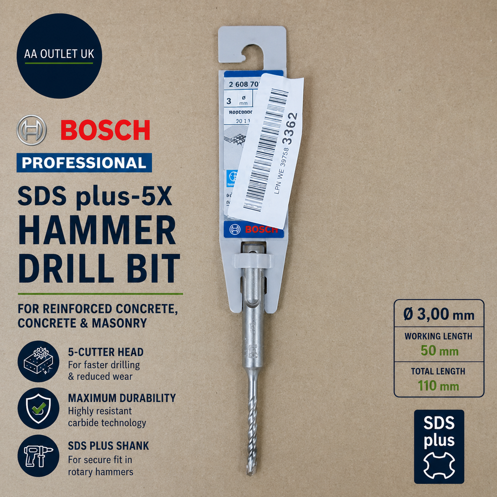 Bosch 1x PRO SDS Plus 5X Hammer Drill Bit Reinforced Concrete 3mm 2608707226