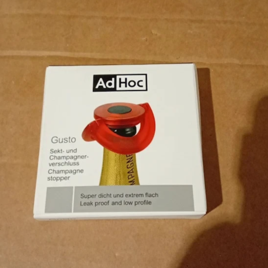 AdHoc Gusto Champagne Bottle Stopper Red Leakproof Fizz Keeper Wine Design New