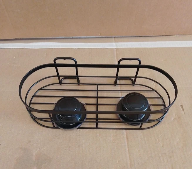 Argos Home Black Suction Shower Basket Wire Bathroom Corner Storage Caddy New