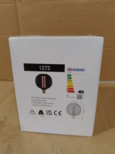 Harper Living LED E27 Bulb Black Metal Cage Dimmable Globe 3.5W New