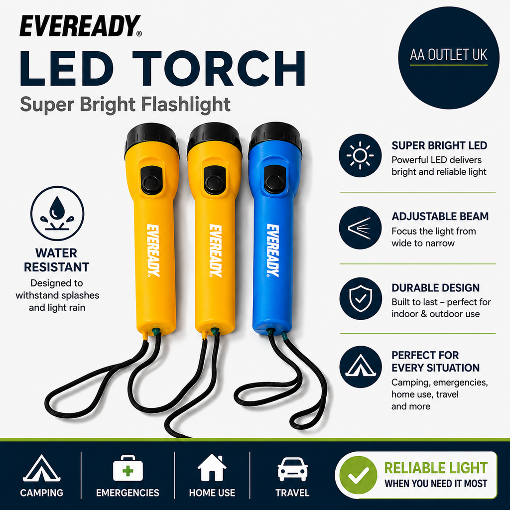 Eveready Led Torch Super Bright Flashlight Water Resistant Camping Emergency