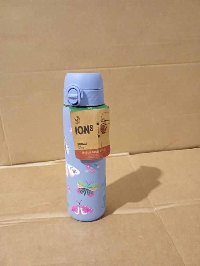 Ion8 500ml Stainless Steel Bottle Vacuum Insulated Leak Proof Butterfly New
