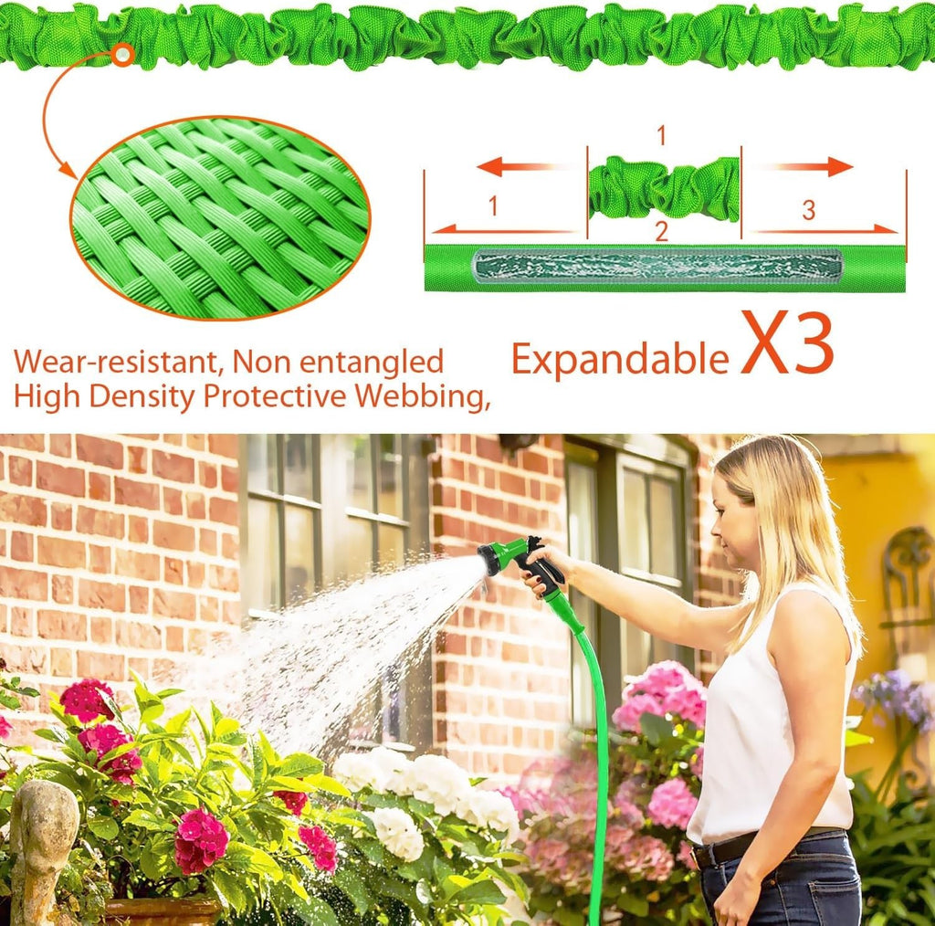 Garden Hose Pipe Expandable Anti Leakage Flexible Expanding Spray Green New