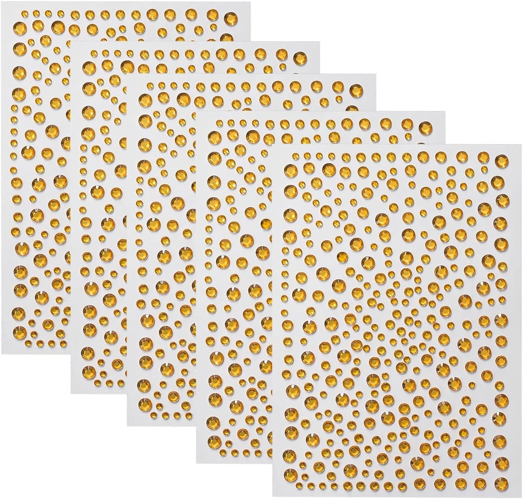 Cuixia Gem Stickers 4 Size 3 To 6mm Gold Rhinestone Adhesive Rhinestones New