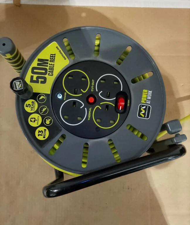 Masterplug OLU50134SL PX Pro XT 4 Socket Cable Reel 50m Green Thermal Cut Design