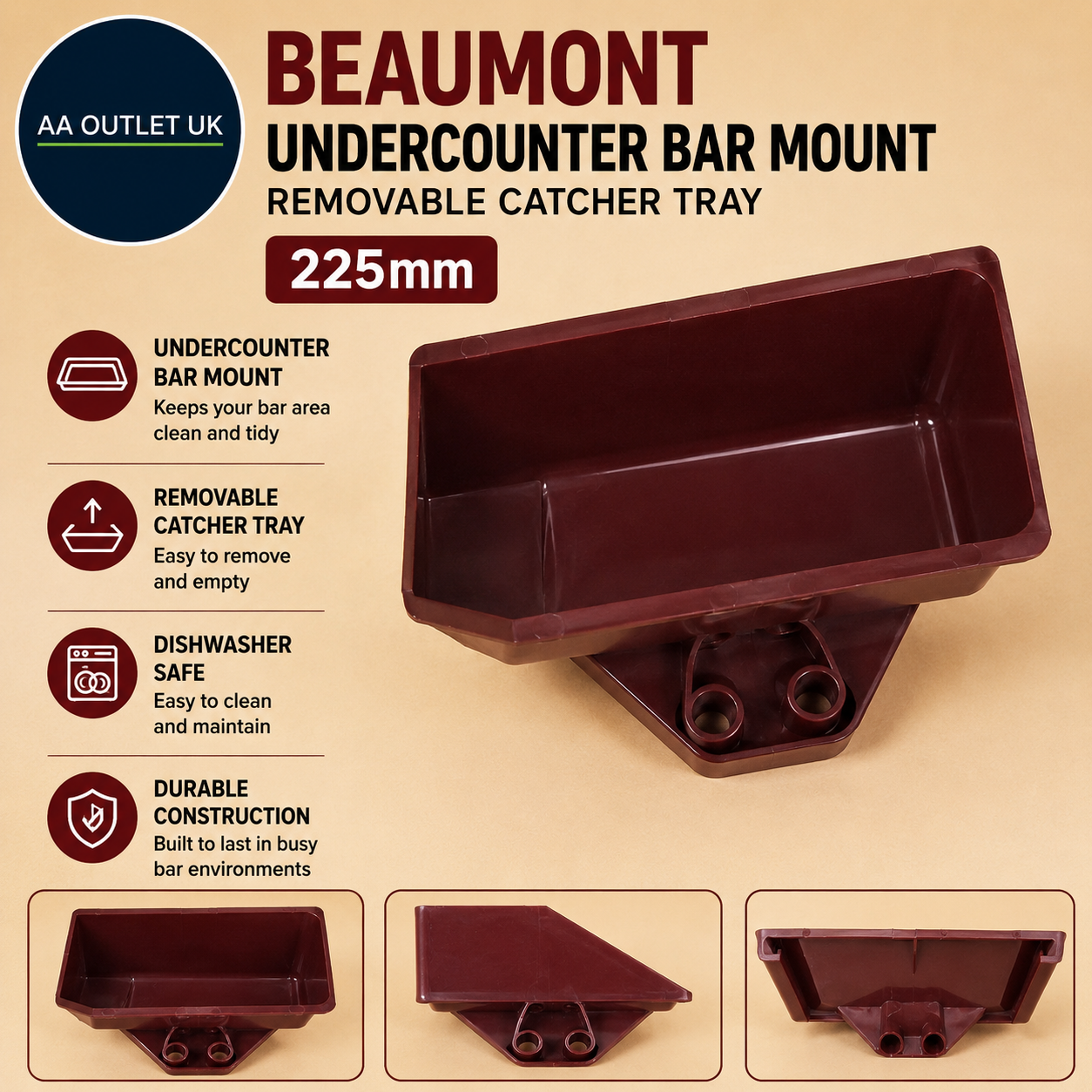 Beaumont Undercounter Cork Cap Catcher Mount 25mm Depth Bars Restaurants