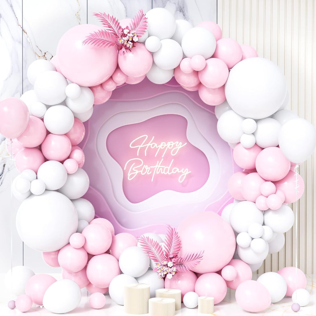 Teselife Pink White Balloons 119pcs Pastel Macaron Baby Gender Reveal Bridal New