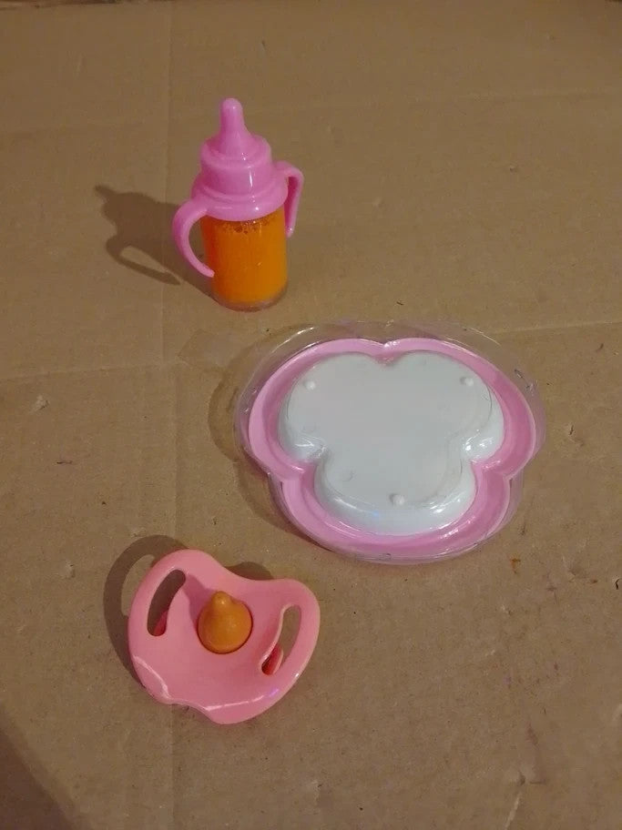 Aolso Baby Doll Feeding Set Magic Milk Bottle Dummy Dinner Plate Accessories New