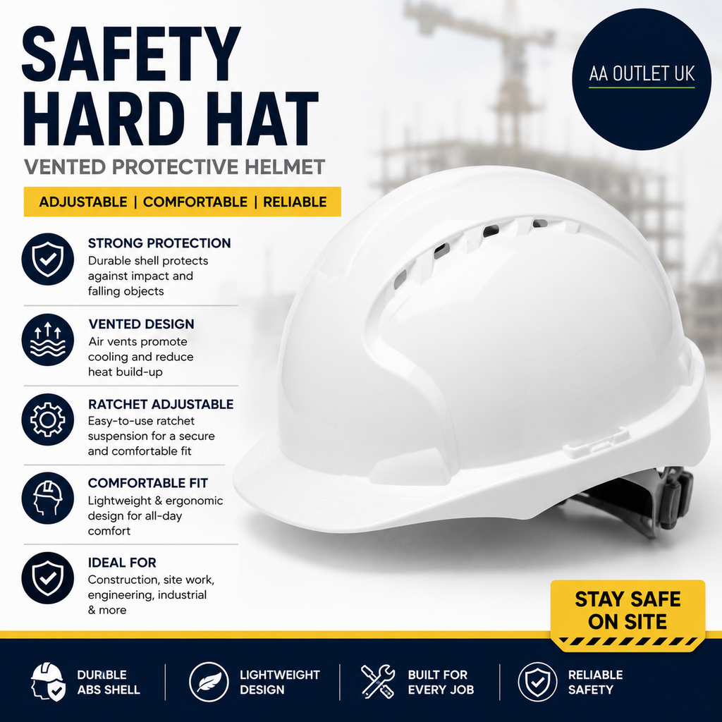 White Safety Hard Hat Vented Protective Safety Helmet Ratchet Adjustable New