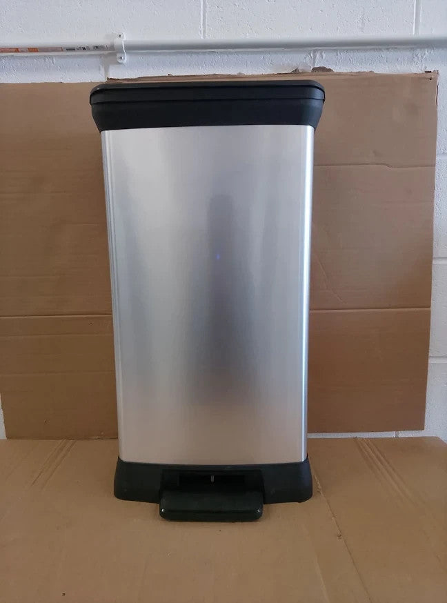 Curver Deco 50L Pedal Bin Silver Kitchen Bathroom Waste Rubbish Quality Design