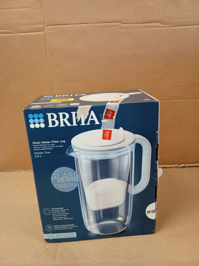 Brita Glass Water Filter Jug Light Blue 2.5L Dish Washer Safe New