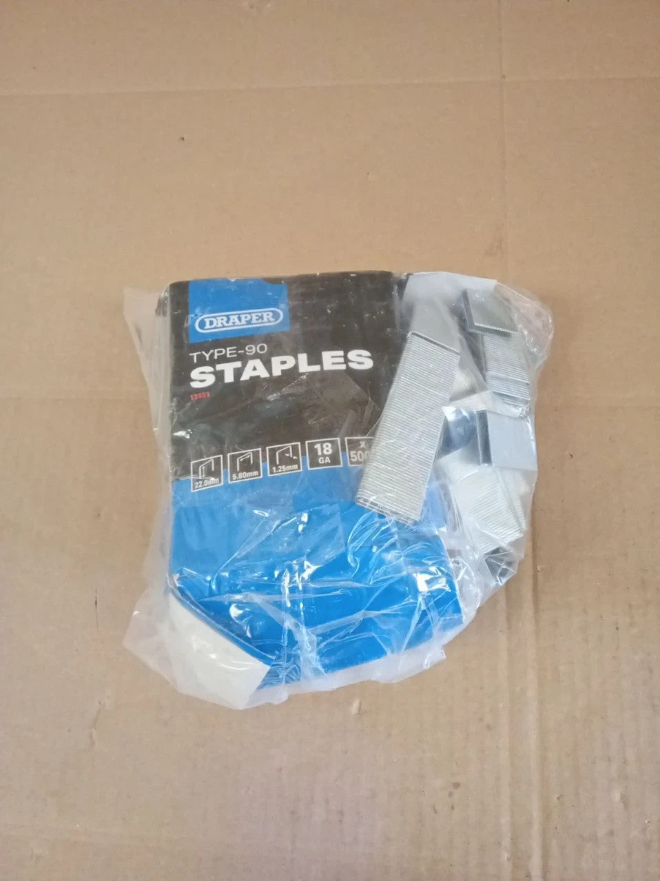 Draper 13131 Type 90 Staples 22mm 5000 Pack Galvanised Steel Narrow Crown New