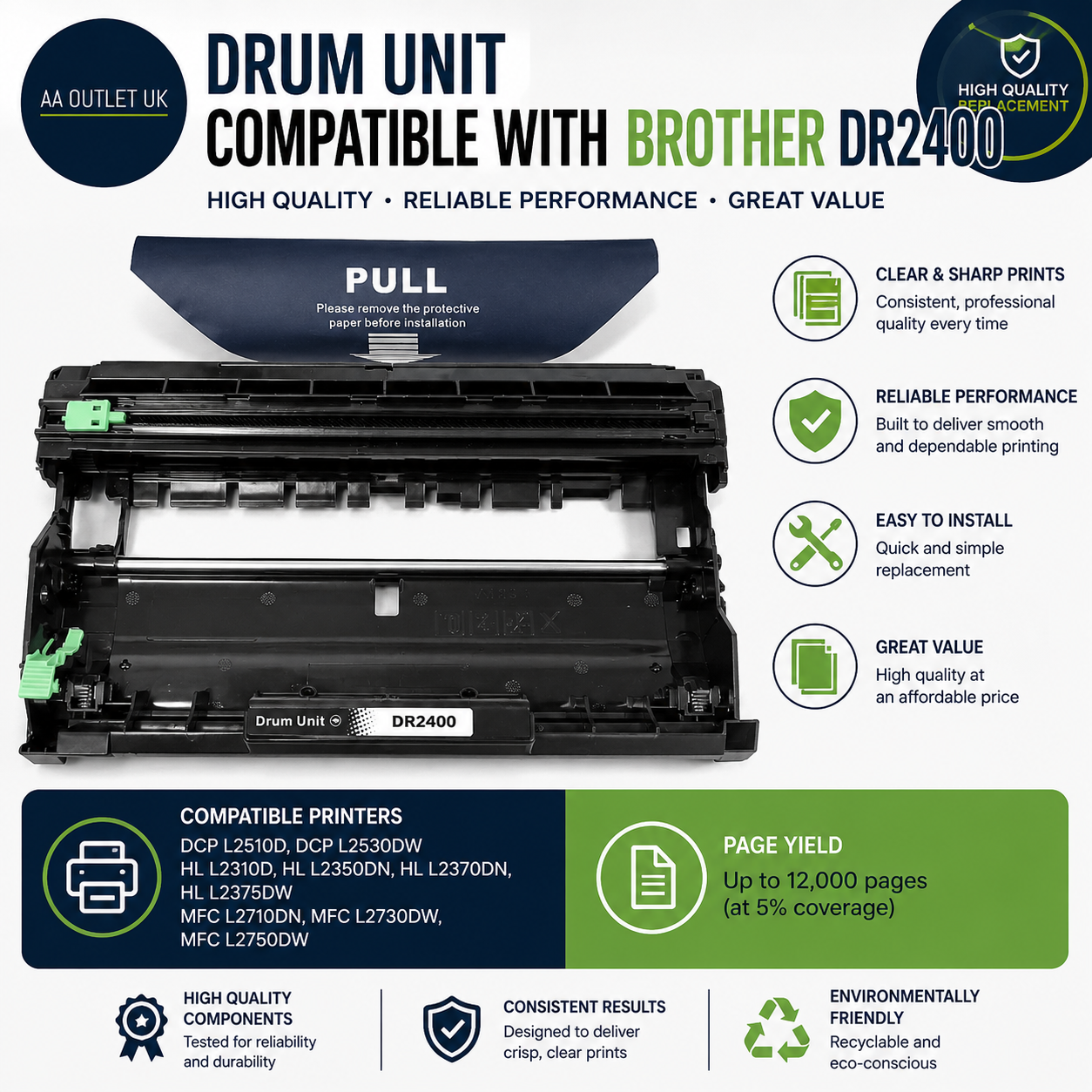 Drum Compatible With Brother Dr2400 Dcp L2510D Dcp L2530DW HL L2310D HL L2350DN