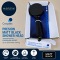 Croydex Presion Matt Black Shower Boost Heads Low Pressure 50% Water Saving New