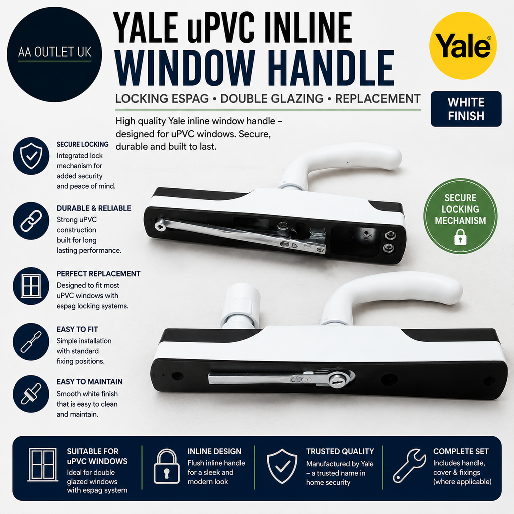 Yale Upvc Inline Window Handle White Locking Espag Double Glazing Replacement