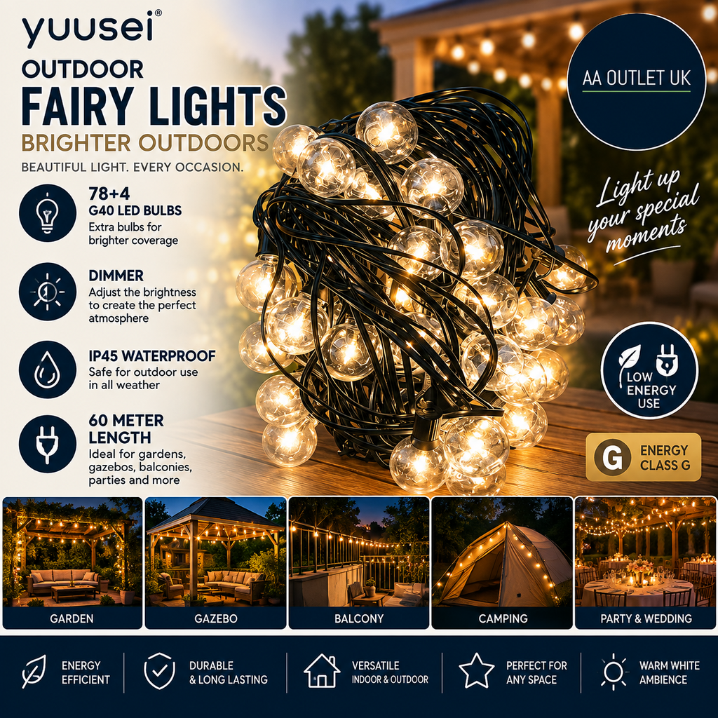 Yuusei Fairy Lights Outdoor Power 60m Fairy LED Dimmer IP45 Waterproof