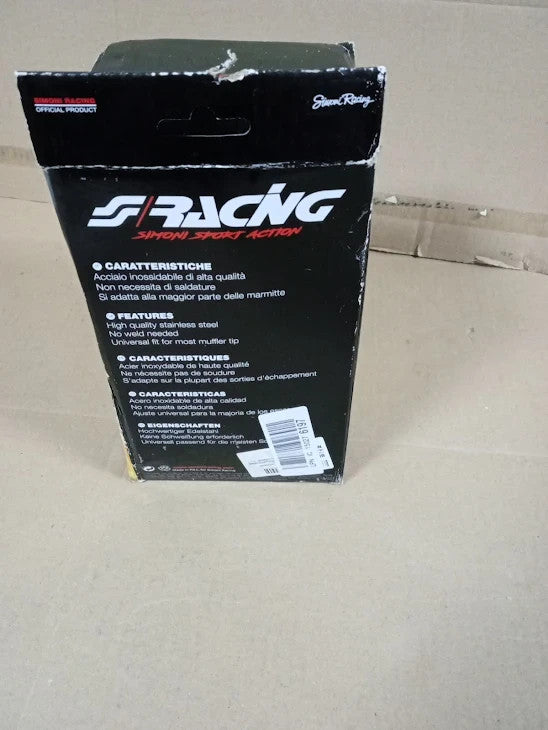 Simoni Racing Exhaust Tip Round Slanted Matt Black Inox 116xL170mm New