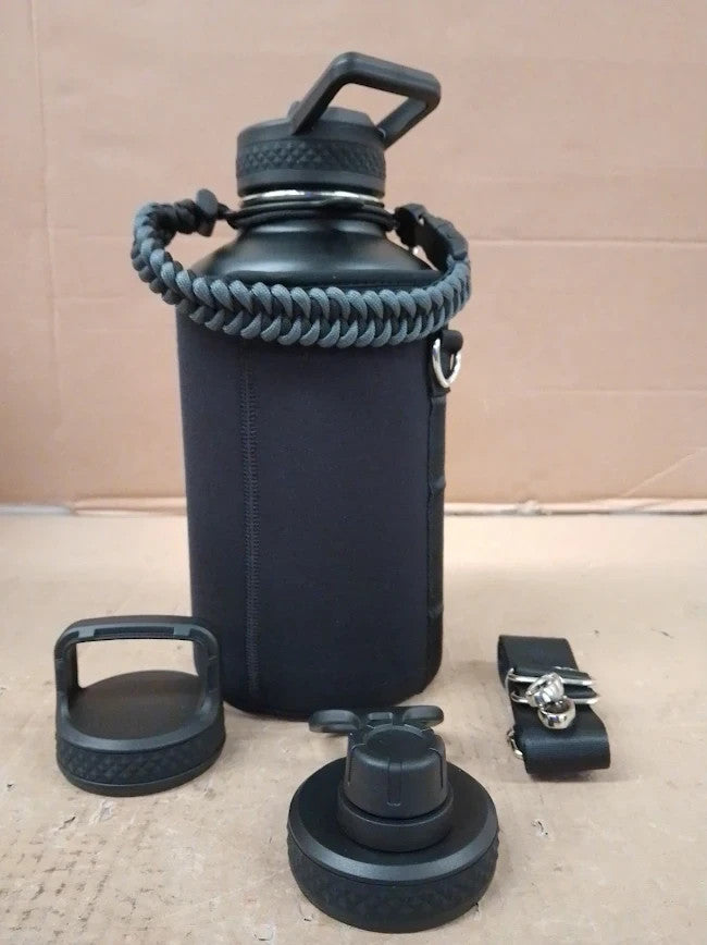 Trebo Stainless Steel Water Bottle 2L Wide Mouth Insulated Double Dark Gray