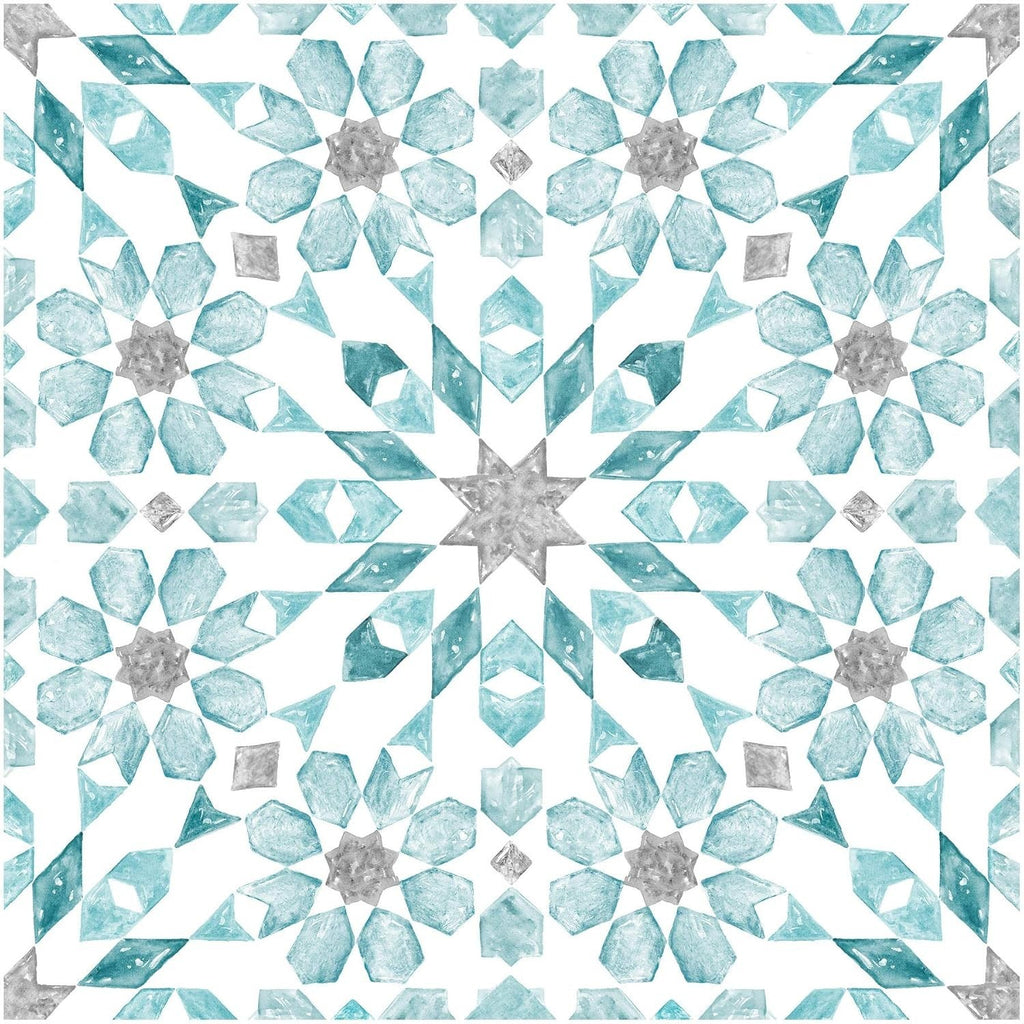 WallPops FP2949 Radiance Peel & Stick Floor Tiles Blue 12x12in 10 Pieces New
