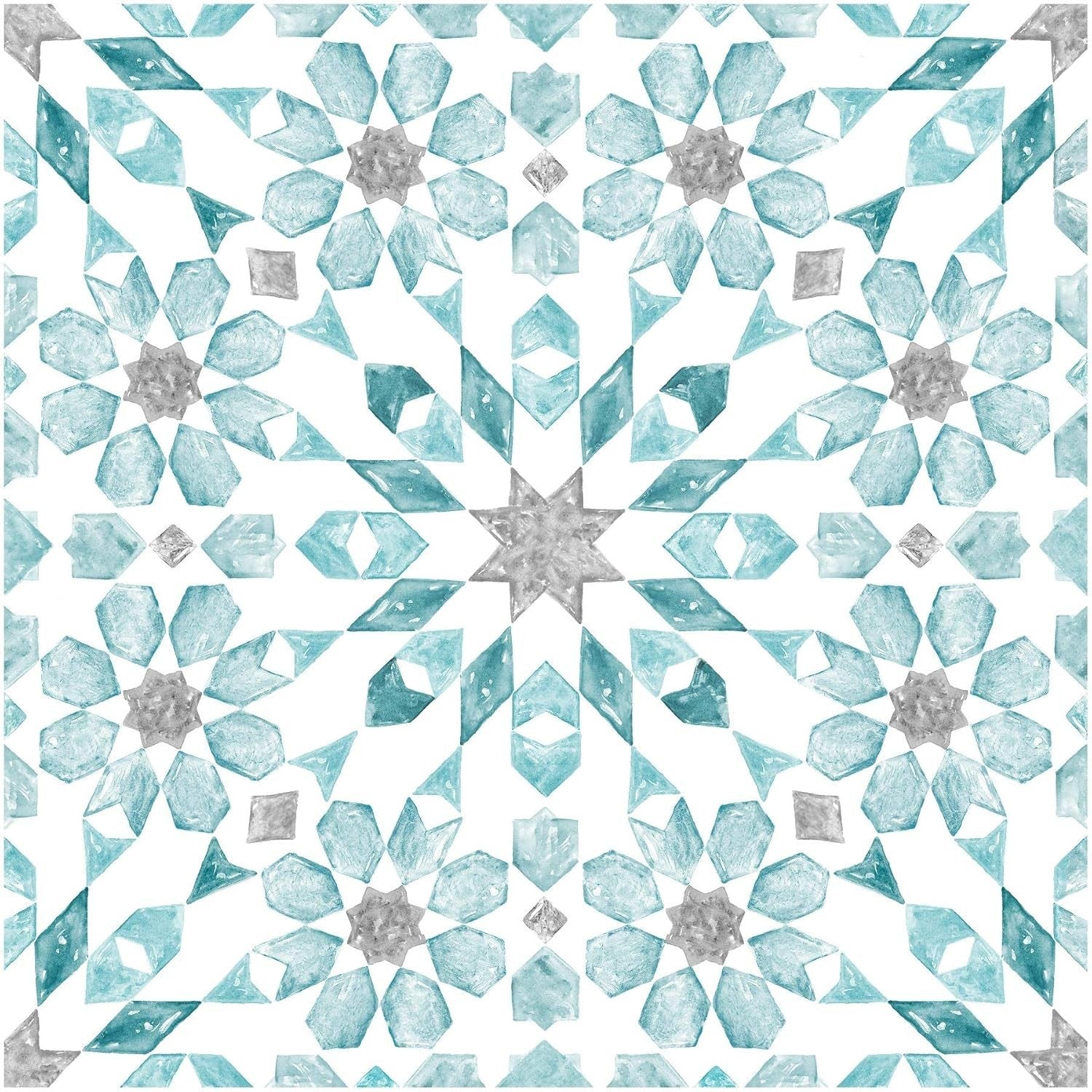 WallPops FP2949 Radiance Peel & Stick Floor Tiles Blue 12x12in 10 Pieces New